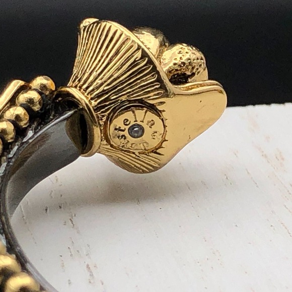 Stella & Dot Bracelet Artemis Double Lion Head Gunmetal Gold Tone Stud Cuff Rare - Picture 7 of 9